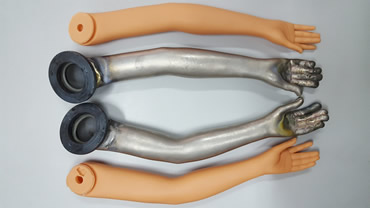 Nickel electroformed long arms and plastisol parts